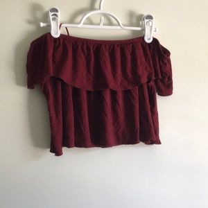 Pull&Bear off shoulder cropped Tee